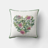 ピンクエレガントの水の色のバラ緑リース クッション (裏面)