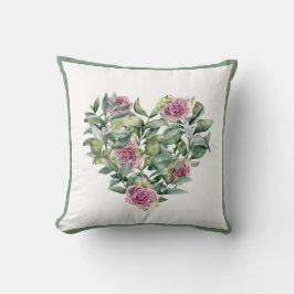 ピンクエレガントの水の色のバラ緑リース クッション