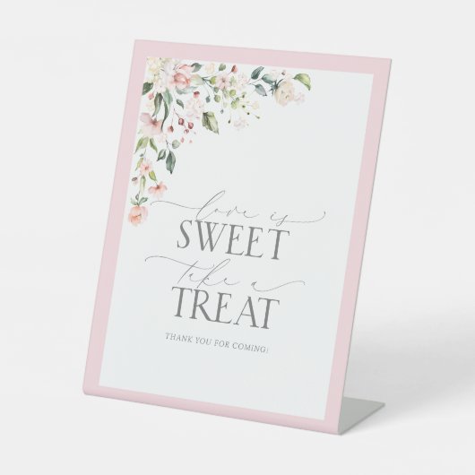 ピンクエレガントの水の色のフローラシャワー甘いトリート 台座サイン (正面)