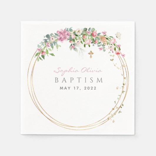 ピンクエレガントの水の色のフローラバプティスナプキン スタンダードカクテルナプキン (正面)