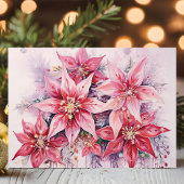 ピンクエレガントの水の色のポインセチアのクリスマス シーズンカード