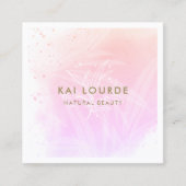 ピンクエレガントの水の色の植物葉の正方形Busi スクエア名刺 (正面)