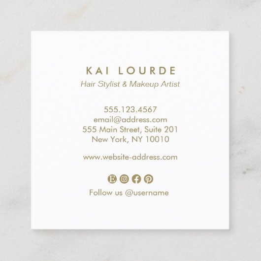 ピンクエレガントの水の色の植物葉の正方形Busi スクエア名刺 (裏面)