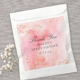 ピンクエレガントの水の色の金ゴールド甘い16パーティー フェイバーバッグ