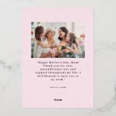 ピンクエレガントの水の色1写真幸せな母の日 箔シーズンカード (裏面)