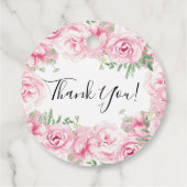 ピンクエレガントの水カラーバラブライダルシャワー フェイバータグ (裏面)