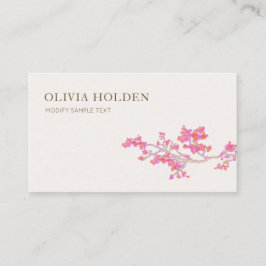 ピンクエレガントの水カラーフローラブランチ 名刺