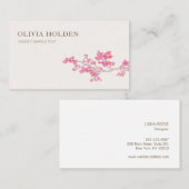 ピンクエレガントの水カラーフローラブランチ 名刺 (正面/裏面)