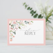 ピンクエレガントの水カラーフローラ結婚式RSVP 出欠カード (スタンド正面)