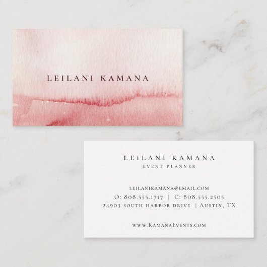 ピンクエレガントの水グラデーション色 名刺 (正面/裏面)