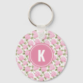 ピンクエレガントの水ドラゲ花の模様モノグラム キーホルダー (正面)