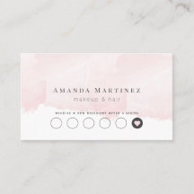 ピンクエレガントの水彩サロンロイヤリティカード