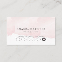 ピンクエレガントの水彩サロンロイヤリティカード 名刺
