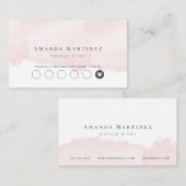 ピンクエレガントの水彩サロンロイヤリティカード 名刺 (正面/裏面)