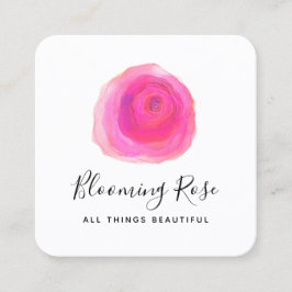 ピンクエレガントの水彩バラフローラ広場 スクエア名刺