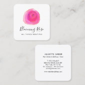 ピンクエレガントの水彩バラフローラ広場 スクエア名刺 (正面/裏面)