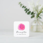 ピンクエレガントの水彩バラフローラ広場 スクエア名刺 (スタンド正面)