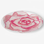ピンクエレガントの水彩バラ ペーパープレート (アングル)
