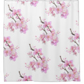 ピンクエレガントの水彩フローラさくらんぼ シャワーカーテン (正面)