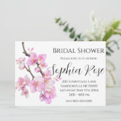 ピンクエレガントの水彩フローラさくらんぼ 招待状 (スタンド正面)