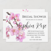 ピンクエレガントの水彩フローラさくらんぼ 招待状 (正面/裏面)