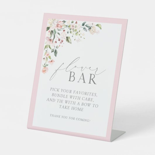 ピンクエレガントの水彩フローラシャワーフラワーバー 台座サイン (正面)