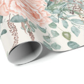 ピンクエレガントの水彩フローラセージ緑葉の ラッピングペーパー (ロールコーナー)