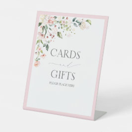 ピンクエレガントの水彩フローラブライダルシャワーギフト 台座サイン