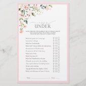 ピンクエレガントの水彩フローラブライダルシャワーゲーム (正面)