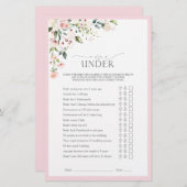 ピンクエレガントの水彩フローラブライダルシャワーゲーム (正面/裏面)