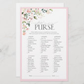 ピンクエレガントの水彩フローラブライダルシャワーゲーム (正面/裏面)