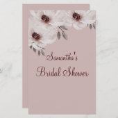 ピンクエレガントの水彩フローラブライダルシャワーゲーム (正面/裏面)