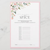 ピンクエレガントの水彩フローラブライダルシャワーゲーム (正面)