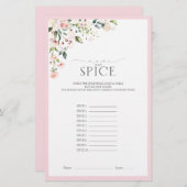 ピンクエレガントの水彩フローラブライダルシャワーゲーム (正面/裏面)