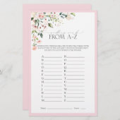 ピンクエレガントの水彩フローラブライダルシャワーゲーム (正面/裏面)