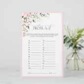 ピンクエレガントの水彩フローラブライダルシャワーゲーム (スタンド正面)