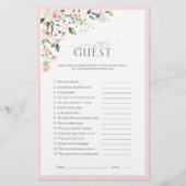 ピンクエレガントの水彩フローラブライダルシャワーゲーム (正面)