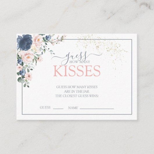 ピンクエレガントの水彩フローラブライダルシャワーゲーム エンクロージャーカード (正面)