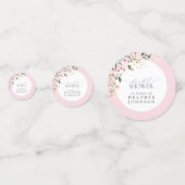 ピンクエレガントの水彩フローラブライダルシャワー コンフェッティ (正面)