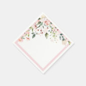 ピンクエレガントの水彩フローラブライダルシャワー スタンダードカクテルナプキン (角)