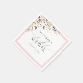 ピンクエレガントの水彩フローラブライダルシャワー スタンダードカクテルナプキン (角)