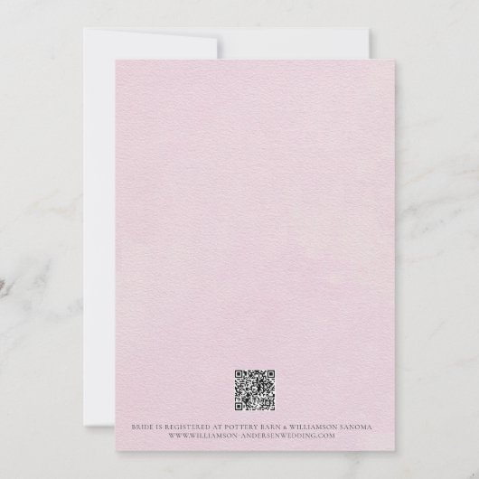 ピンクエレガントの水彩フローラブライダルシャワー 招待状 (裏面)