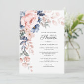 ピンクエレガントの水彩フローラブライダルシャワー 招待状 (スタンド正面)