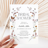 ピンクエレガントの水彩フローラブライダルシャワー 招待状