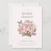 ピンクエレガントの水彩フローラブライダルシャワー 招待状 (正面)