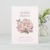 ピンクエレガントの水彩フローラブライダルシャワー 招待状 (スタンド正面)