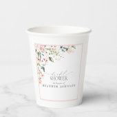 ピンクエレガントの水彩フローラブライダルシャワー 紙コップ (裏面)