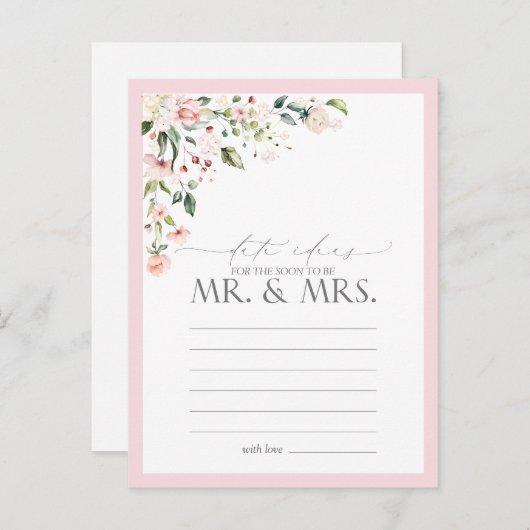 ピンクエレガントの水彩フローラ日付アイディアはがき ポストカード (正面/裏面)