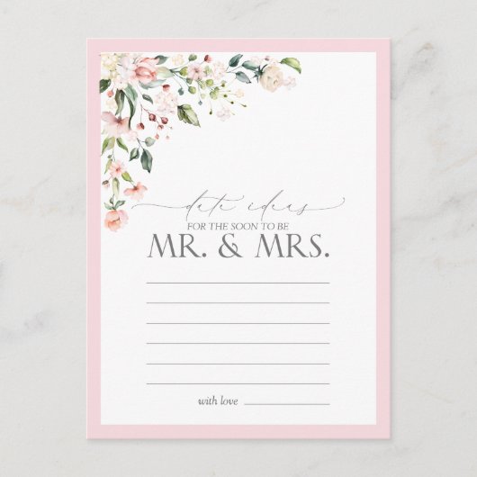 ピンクエレガントの水彩フローラ日付アイディアはがき ポストカード (正面)