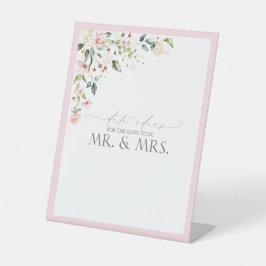 ピンクエレガントの水彩フローラ日付アイディア台座 台座サイン